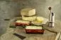 Preview: Raclette Set Mini Alpenglühen rot mit Schabern und Teelicht