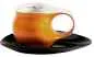 Preview: Luigi Colani Porzellan Espresso Tasse mit Untertasse orange / schwarz
