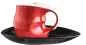 Preview: Luigi Colani Porzellan Kaffee - Cappuccino Tasse mit Untertasse color red 2 tlg.