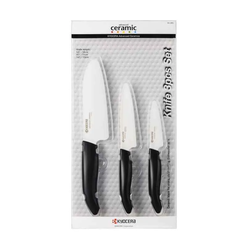 KYOCERA GEN 3er Keramik-Messer-Set (Klingenlänge: 7,5 cm, 11 cm, 14 cm)