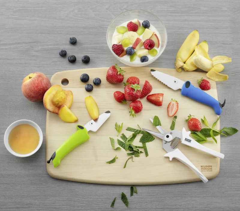 Preview: Kinderkitchen Set 3-teilig/ Kindermesser-Set blau/grün/weiß