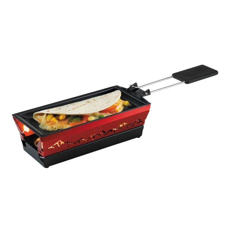 Raclette Set Mini Alpenglühen rot mit Schabern und Teelicht