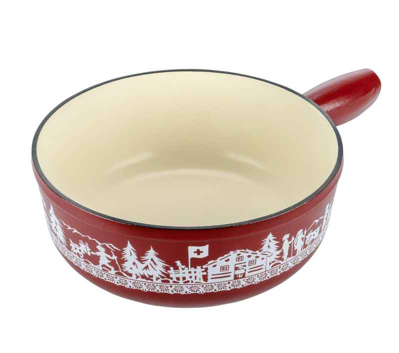 Preview: Caquelon/ Fonduetopf/ Käsefondue Induktion Gusseisen rot Alpweide 24cm