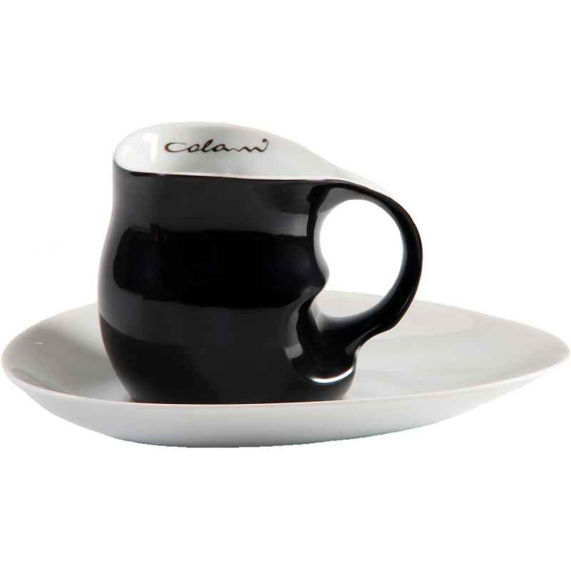Preview: Luigi Colani Porzellan Kaffee Cappuccino Tasse mit Untertasse 2 tlg. schwarz/ weiß