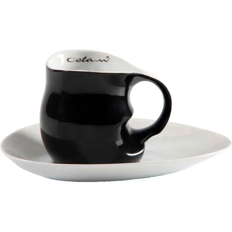 Luigi Colani Porzellan Kaffee Cappuccino Tasse mit Untertasse 2 tlg. schwarz/ weiß