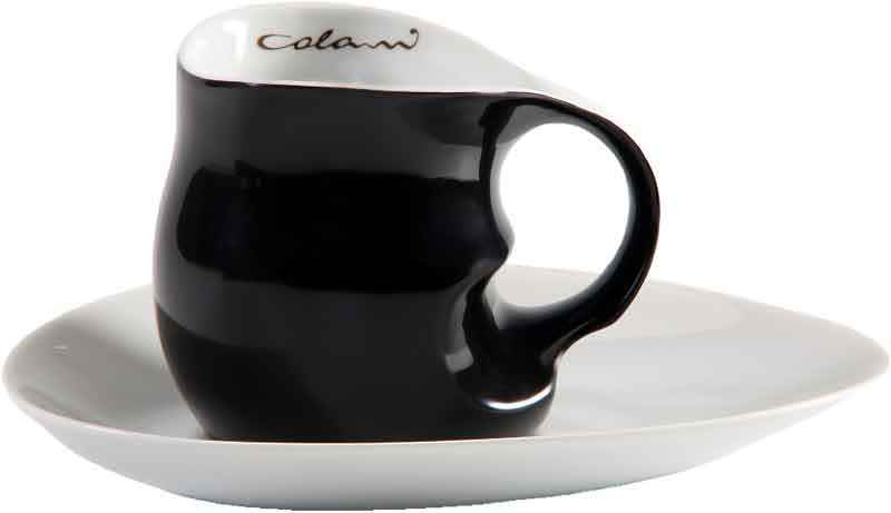 Preview: Luigi Colani Porzellan Kaffee Cappuccino Tasse mit Untertasse 2 tlg. schwarz/ weiß