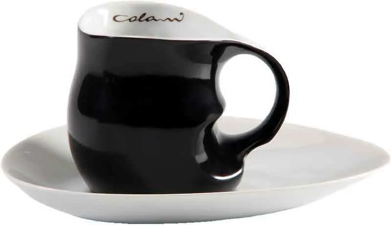 Luigi Colani Porzellan Kaffee Cappuccino Tasse mit Untertasse 2 tlg. schwarz/ weiß