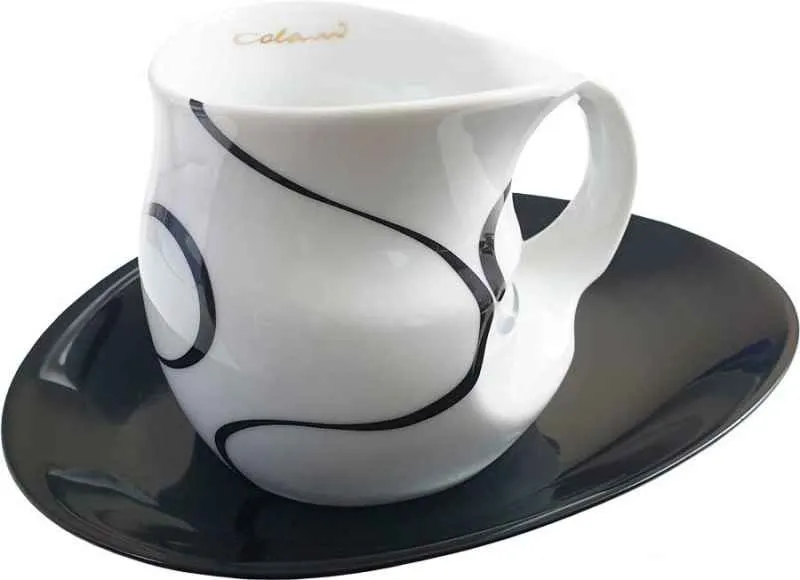 Luigi Colani Porzellan Kaffee - Cappuccino Tasse loop black