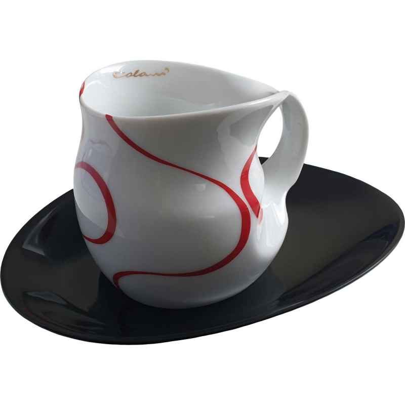 Preview: Luigi Colani Porzellan Kaffee - Cappuccino Tasse loop red