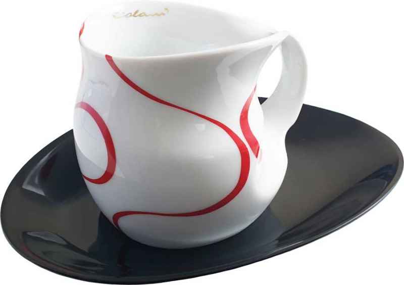 Preview: Luigi Colani Porzellan Kaffee - Cappuccino Tasse loop red