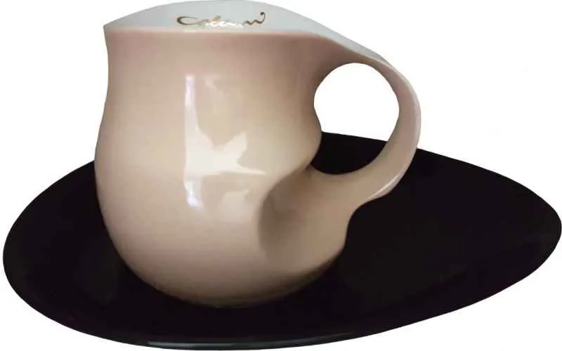 Luigi Colani Porzellan Kaffee - Cappuccino Tasse mit Untertasse sand 2 tlg.