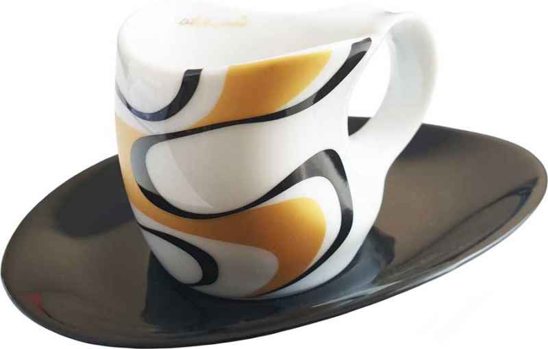 Preview: Luigi Colani Porzellan Espressissimo - Tassen mit Untertassen 4 tlg. wave gold black