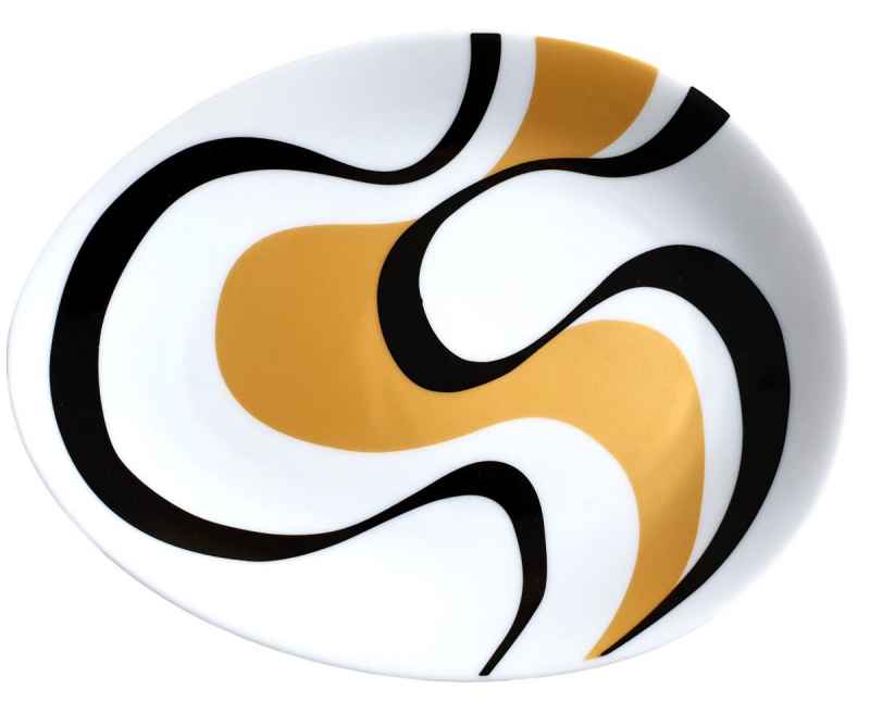 Preview: Luigi Colani Porzellan Teller 2 Stück wave gold black