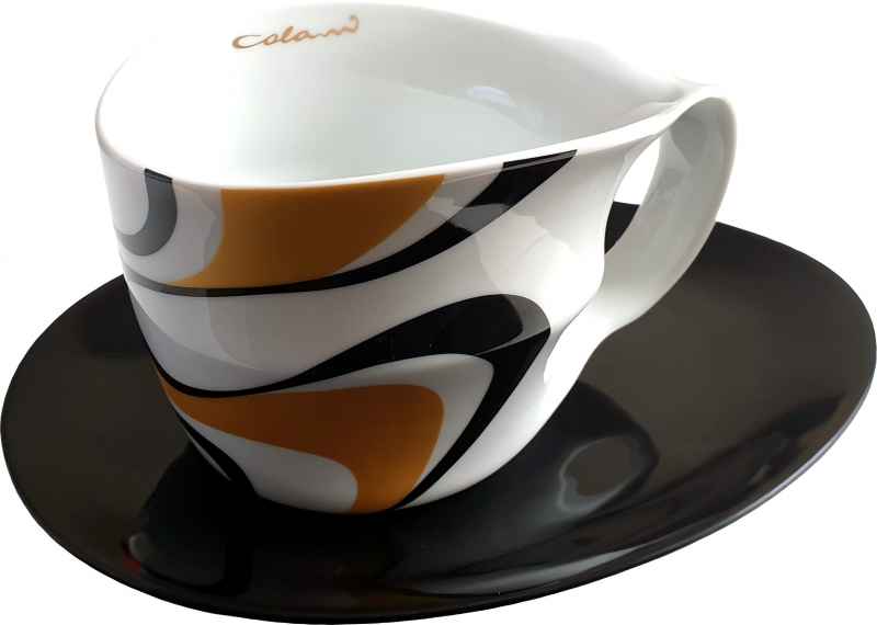 Preview: Luigi Colani Porzellan Jumbotasse 2 tlg. wave gold black