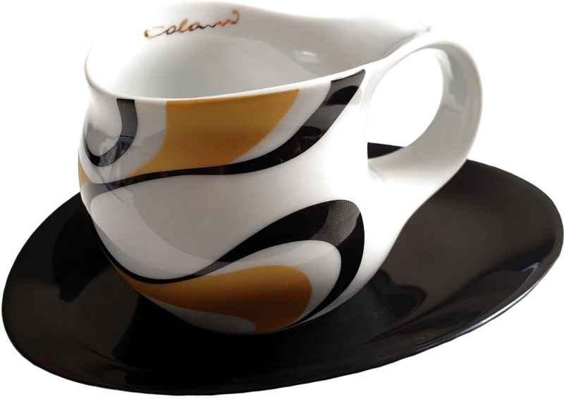 Preview: Luigi Colani Porzellan Espresso Tasse mit Untertasse wave gold black