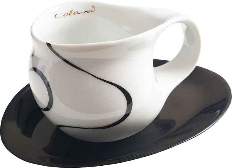 Preview: Luigi Colani Porzellan Espresso Tasse mit Untertasse loop black