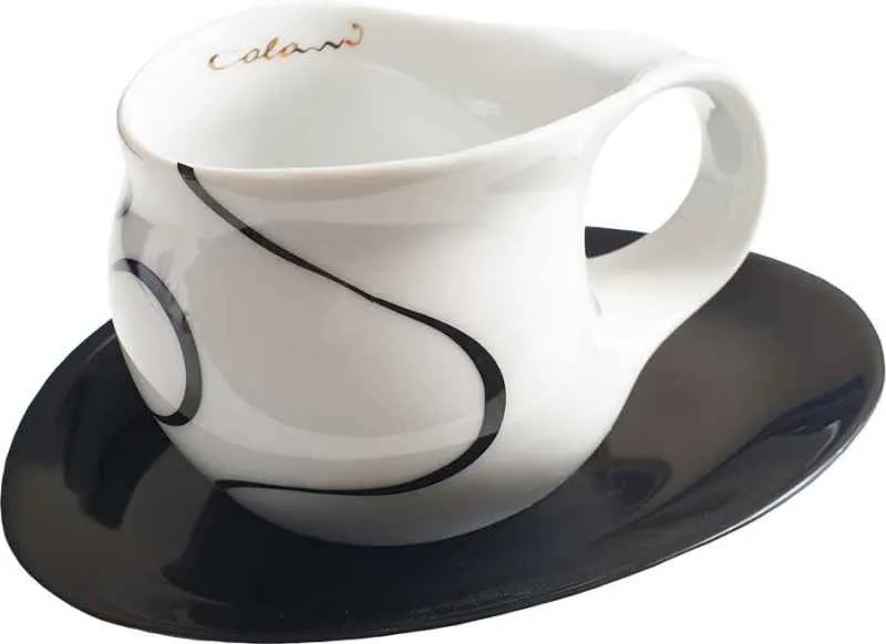 Luigi Colani Porzellan Espresso Tasse mit Untertasse loop black
