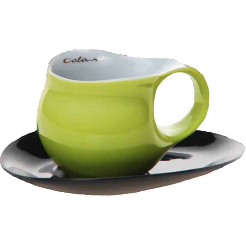 Preview: Luigi Colani Porzellan Espresso Tasse mit Untertasse grün / schwarz