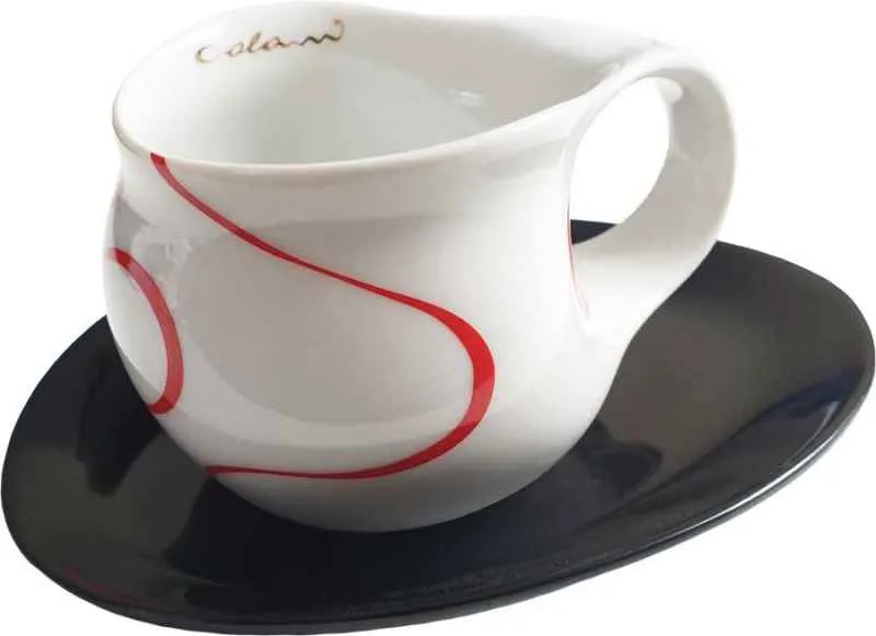 Luigi Colani Porzellan Espresso Tasse mit Untertasse loop red