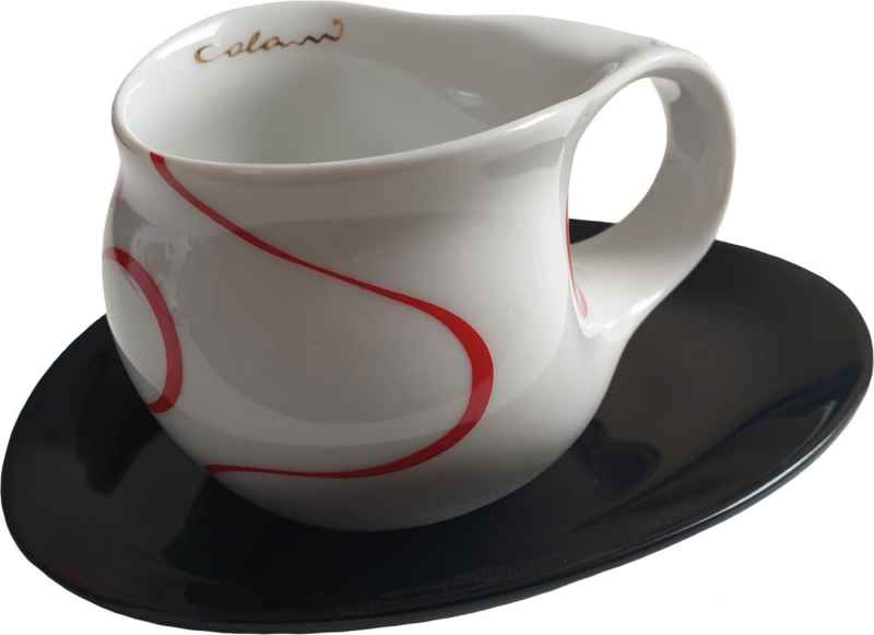 Preview: Luigi Colani Porzellan Espresso Tasse mit Untertasse loop red