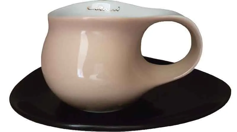 Luigi Colani Porzellan Espresso Tasse groß mit Untertasse 2 tlg. sand