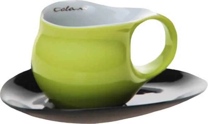 Luigi Colani Porzellan Espresso Tasse mit Untertasse grün / schwarz