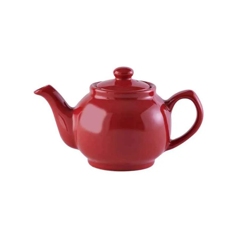 Teekanne 450 ml Steingut glänzend rot, für 2 Tassen