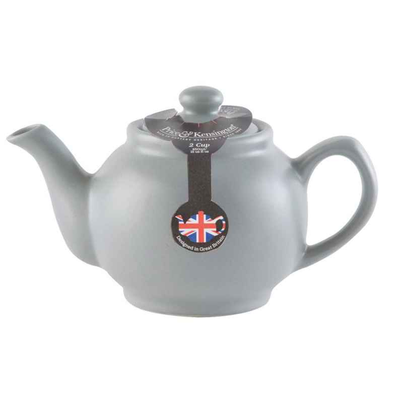Preview: Teekanne 450 ml Steingut matt grau, für 2 Tassen