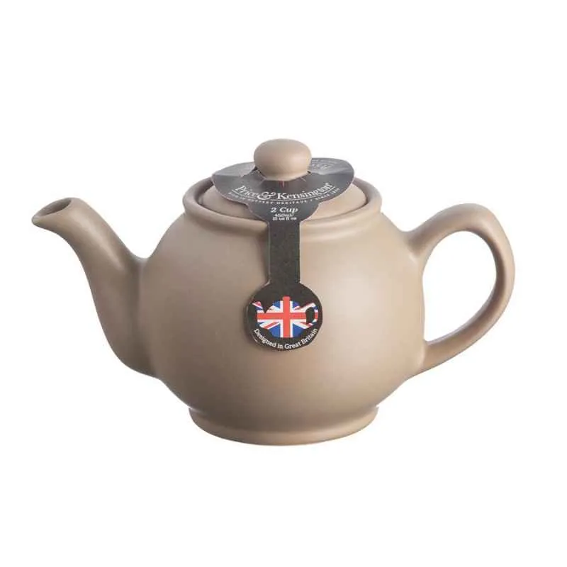 Teekanne 450 ml Steingut matt taupe, für 2 Tassen