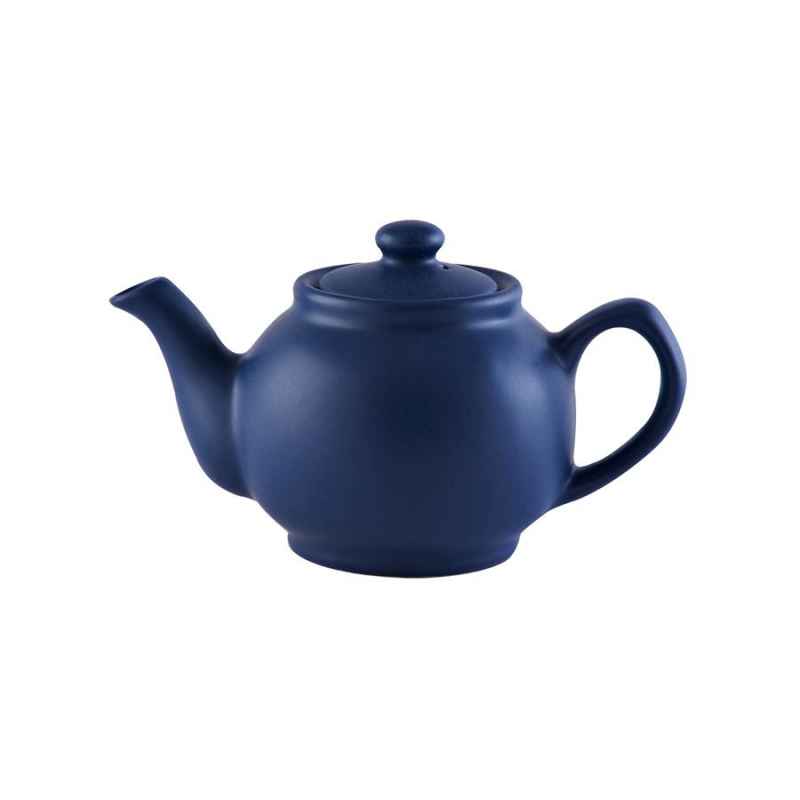 Preview: Teekanne 450 ml Steingut matt blau, für 2 Tassen