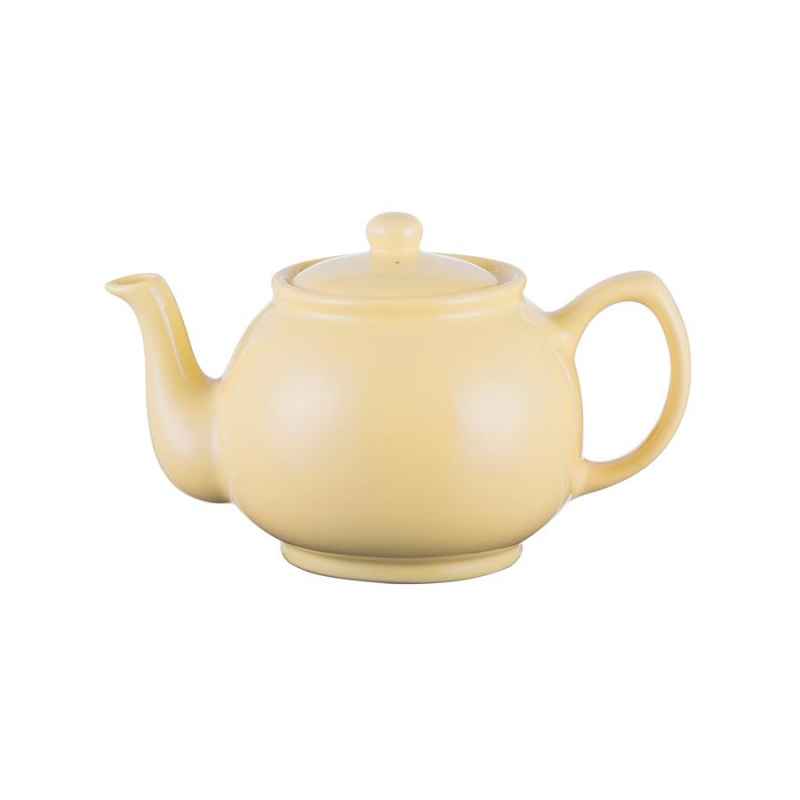 Teekanne 1100 ml Steingut pastell gelb, für 6 Tassen