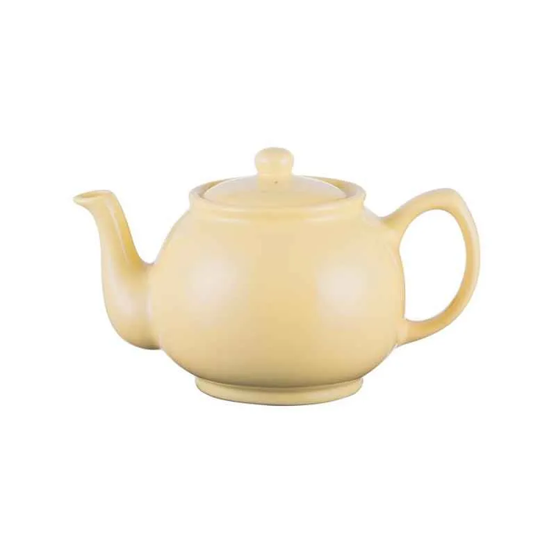 Teekanne 1100 ml Steingut pastell gelb, für 6 Tassen