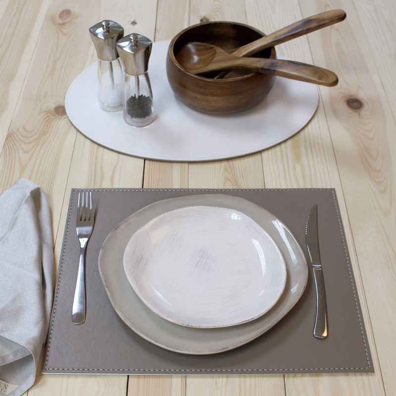 Preview: Platzset 40 x 30 cm taupe / weiß