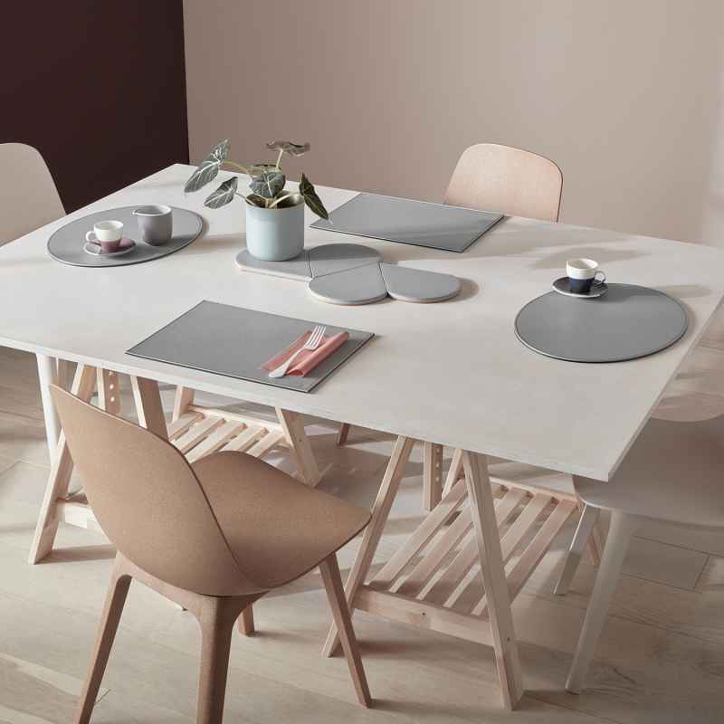 Preview: Platzset oval 45 x 34cm grau / schwarz