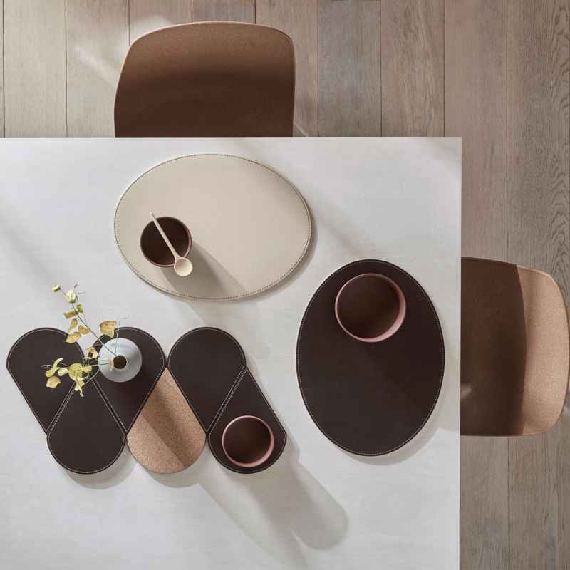 Preview: Platzset oval 45 x 34 cm schokobraun / creme
