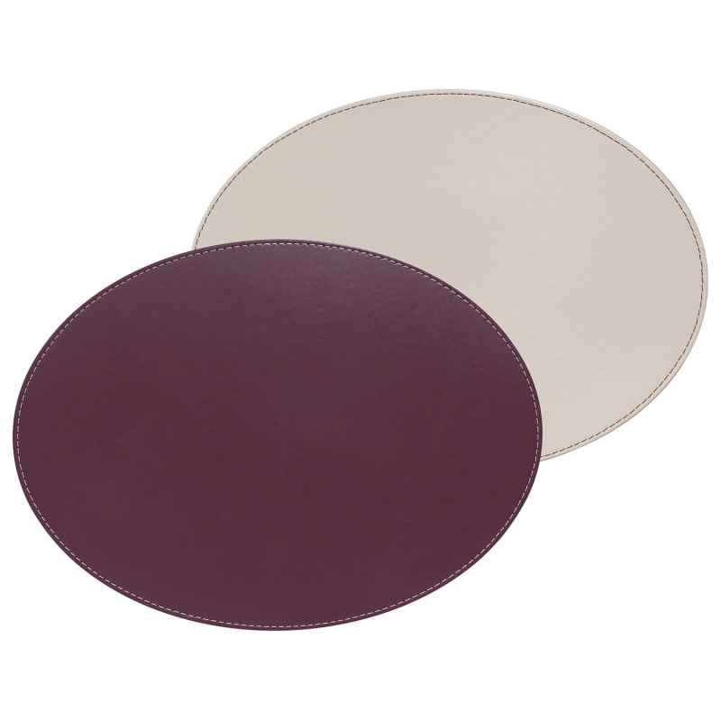 Preview: Platzset oval 45 x 34 cm pflaume / elfenbein