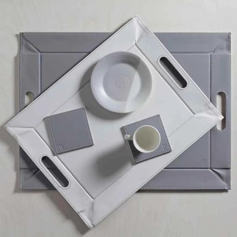 Untersetzer Grau/Weiß, 4er Set