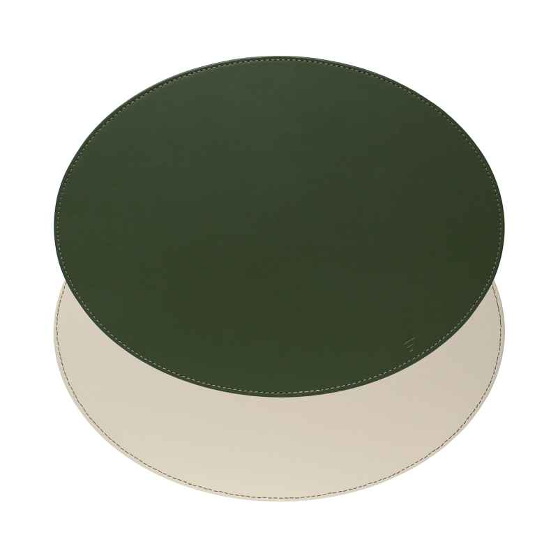 Preview: Platzset, Oval, Olivegrün/Elfenbein 45 x 34 cm