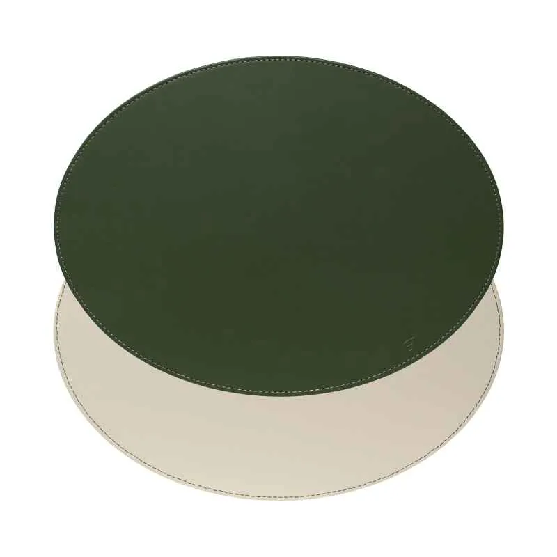 Platzset, Oval, Olivegrün/Elfenbein 45 x 34 cm