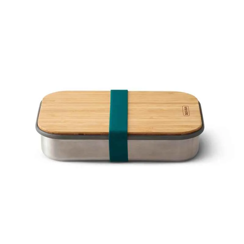 Edelstahl Sandwich Box - Ozean, 1000 ml, Edelstahl/Bambusholz, Maße: 22,3 x 15 x 5,2 cm