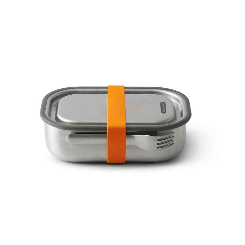 Preview: Edelstahl Lunch Box - Orange, 1000 ml, Edelstahl/Silikon, Maße: 20 x 15 x 6,5 cm
