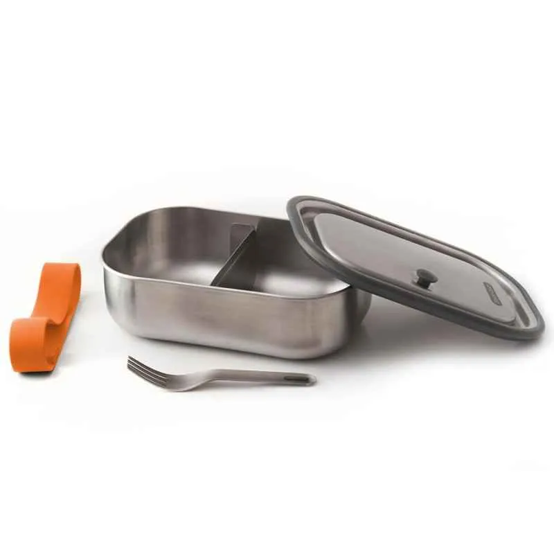 Edelstahl Lunch Box - Orange, 1000 ml, Edelstahl/Silikon, Maße: 20 x 15 x 6,5 cm