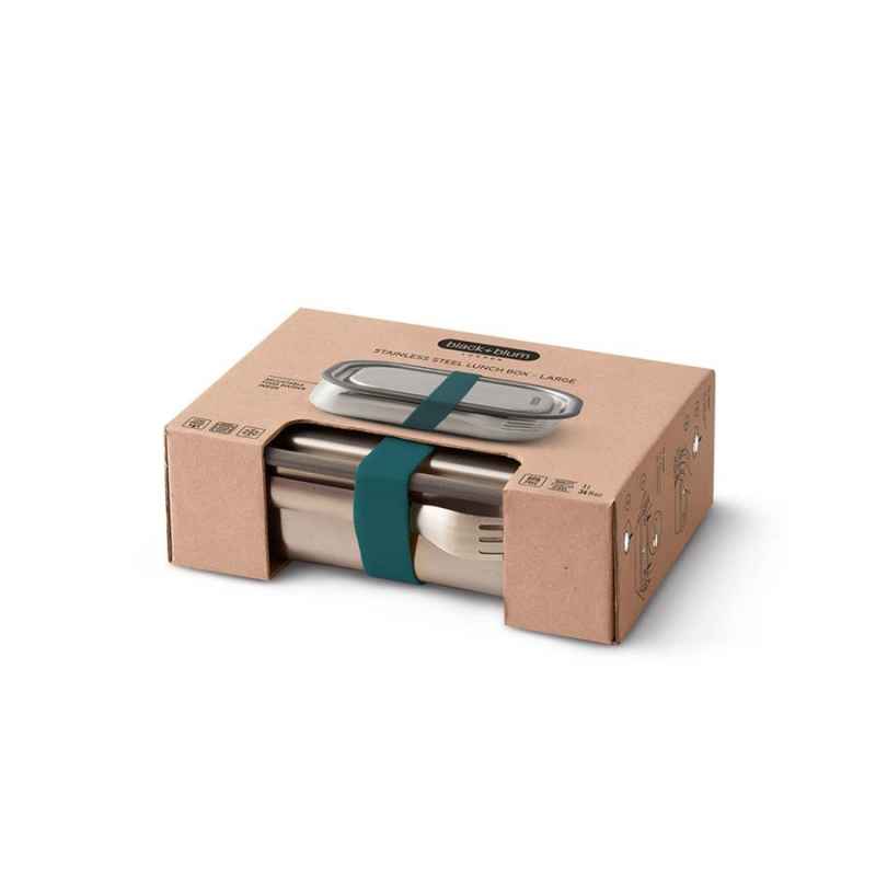 Preview: Edelstahl Lunch Box - Ozean, 1000 ml, Edelstahl/Silikon, Maße: 20 x 15 x 6,5 cm
