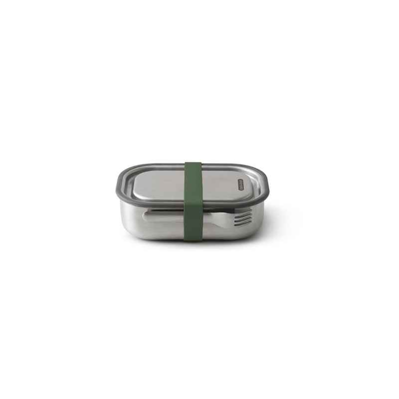 Preview: Edelstahl Lunch Box - Olive, 1000 ml, Edelstahl/Silikon, Maße: 20 x 15 x 6,5 cm