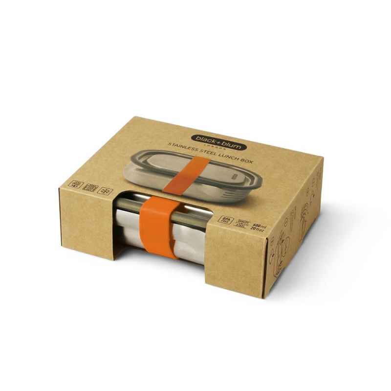 Preview: Lunch Box 600 ml Edelstahl Orangel