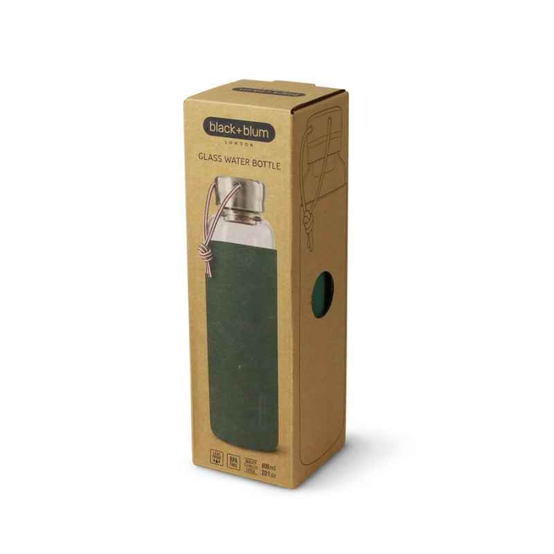 Preview: Wasserflasche 600 ml Glas Olive