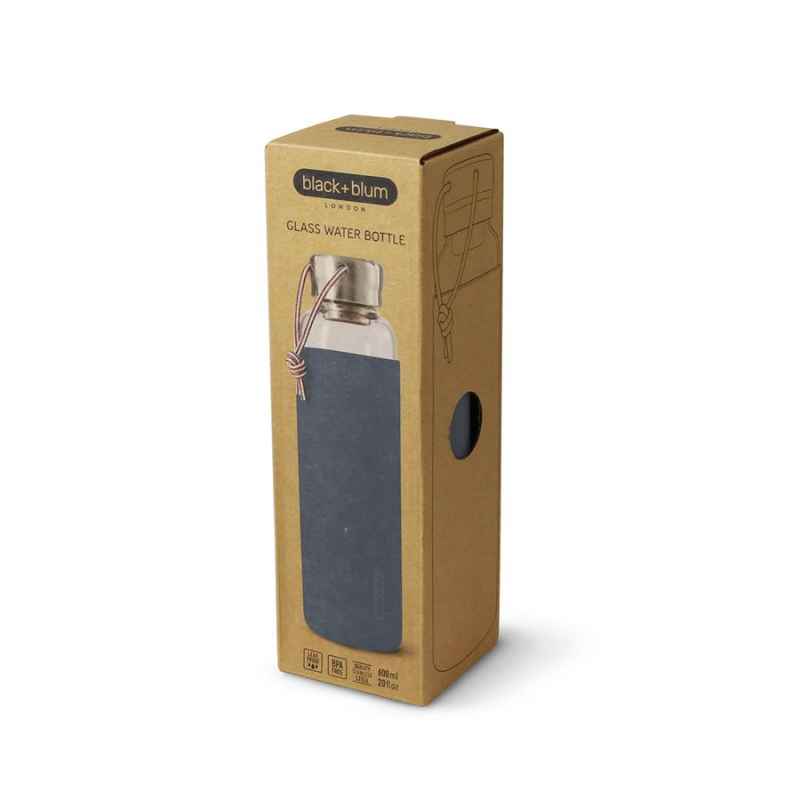 Preview: Wasserflasche 600 ml Glas Schiefer