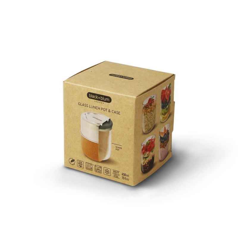 Preview: Lunchbecher 450 ml aus Glas mit Schutzhülle, Schiefer