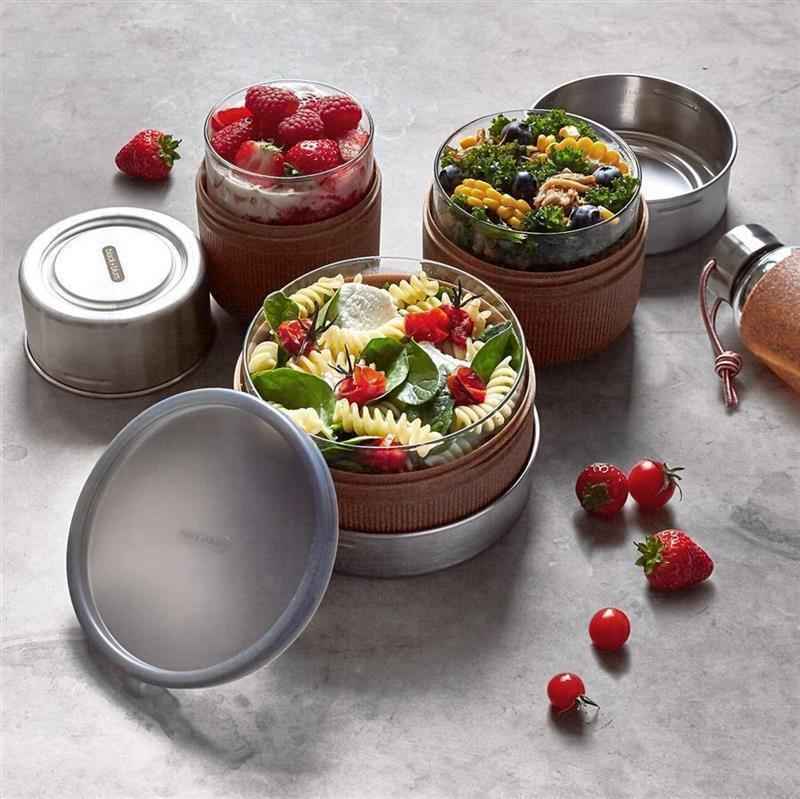 Preview: Lunchbecher 600 ml aus Glas mit Schutzhülle, Schiefer