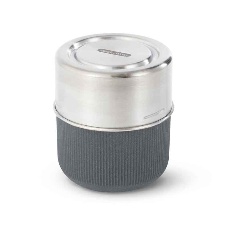 Preview: Lunchbecher 450 ml aus Glas mit Schutzhülle, Schiefer